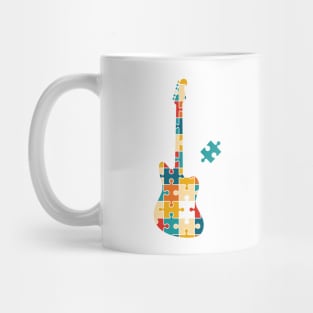 Retro Style Puzzle Offset Style Electric Guitar Silhouette Mug